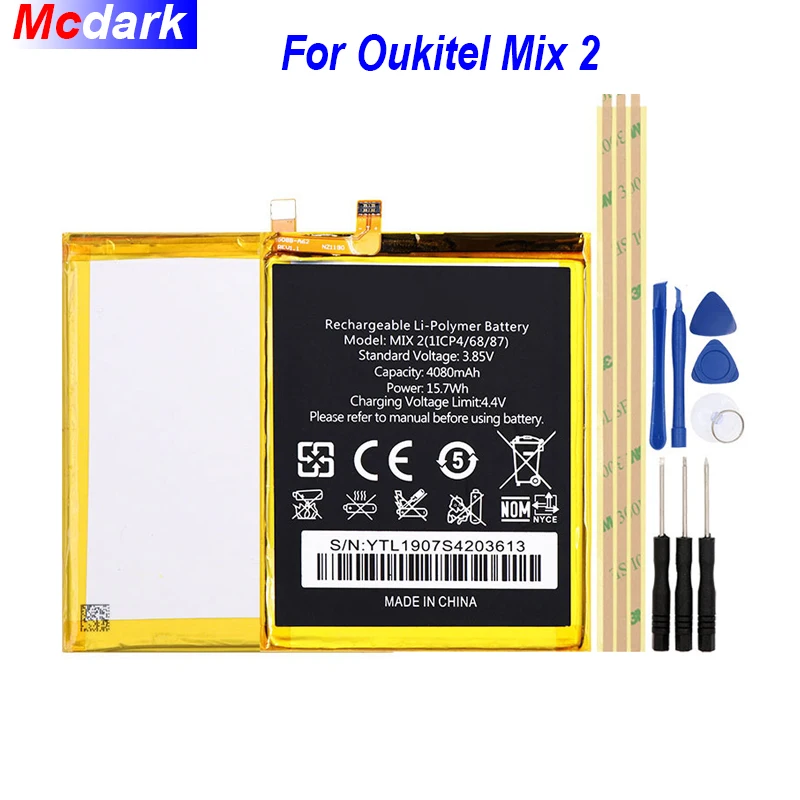 Mcdark 4080mAh For Oukitel Mix 2 Phone Battery Batteries Bateria High Quality Replacement Mobile With Gift Tools |