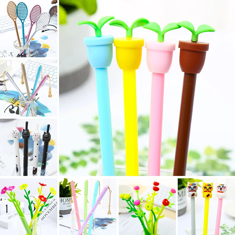 Креативный кавайный Кот гелевая ручка с кактусами милый боб росток динозавр
