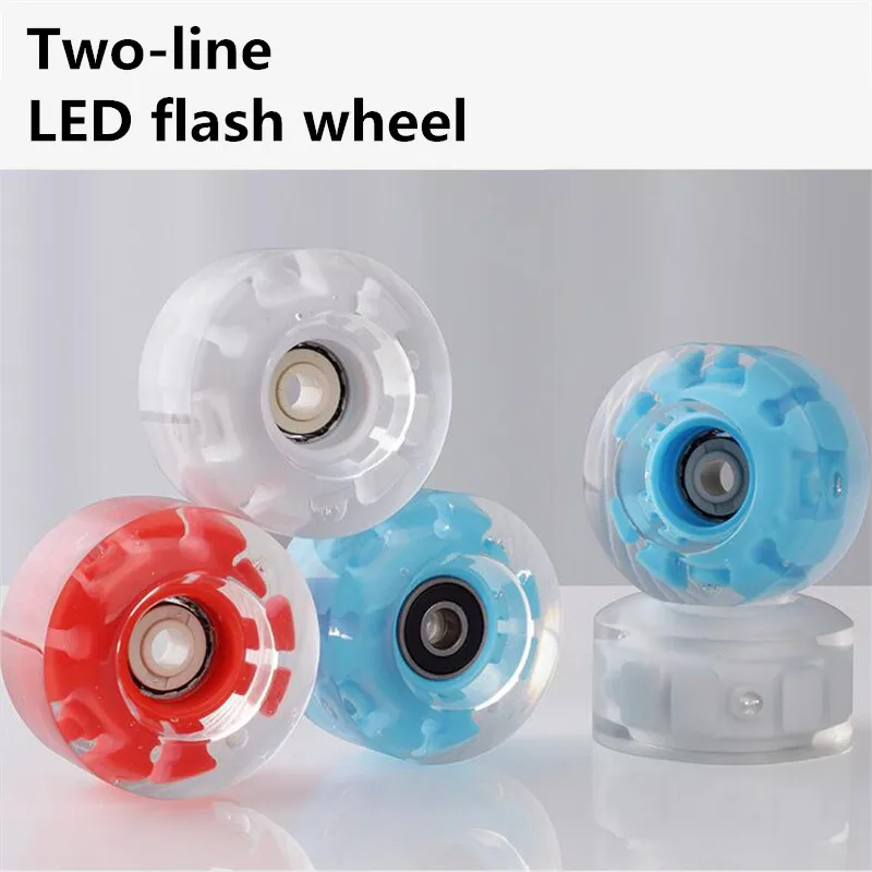 8 pieces 82A two lines Roller skates shoes LED wheels for dual line Flash Shine Skating Wheels 58mm 32mm blue red white purple