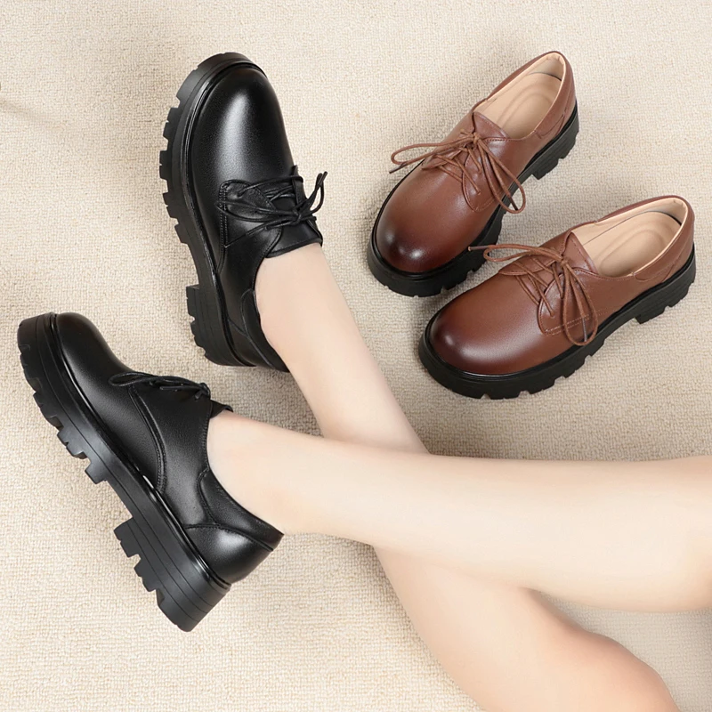 

Туфли женские из натуральной кожи, на шнуровке, большие размеры 41 42 43