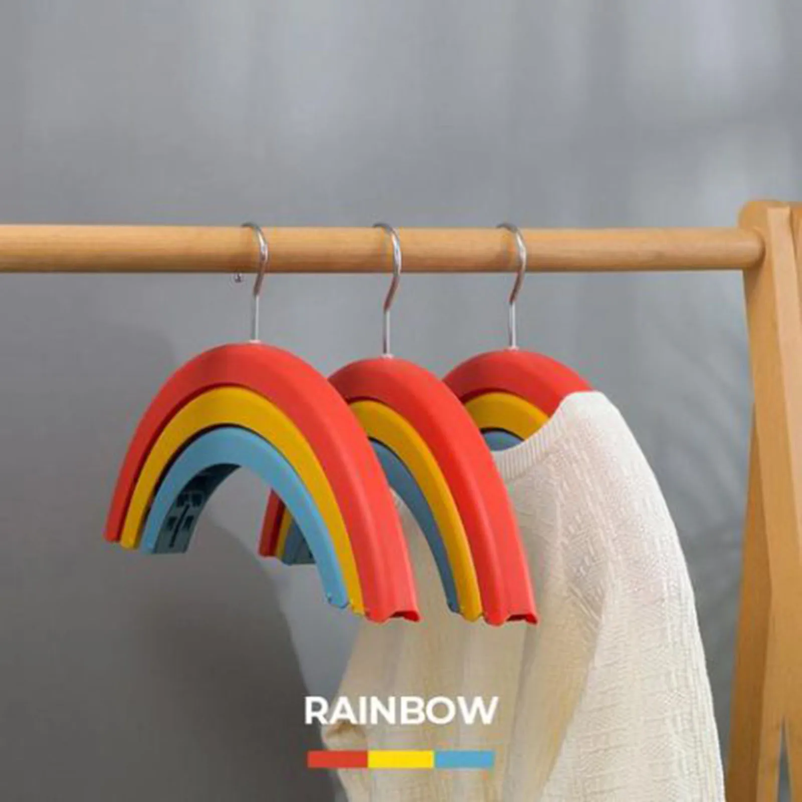 

Rainbow Color 3 Layer Rotating Clothes Hanger Dry Rack Anti Slip Household Wardrobe Closet Space Saving Holder Organizer