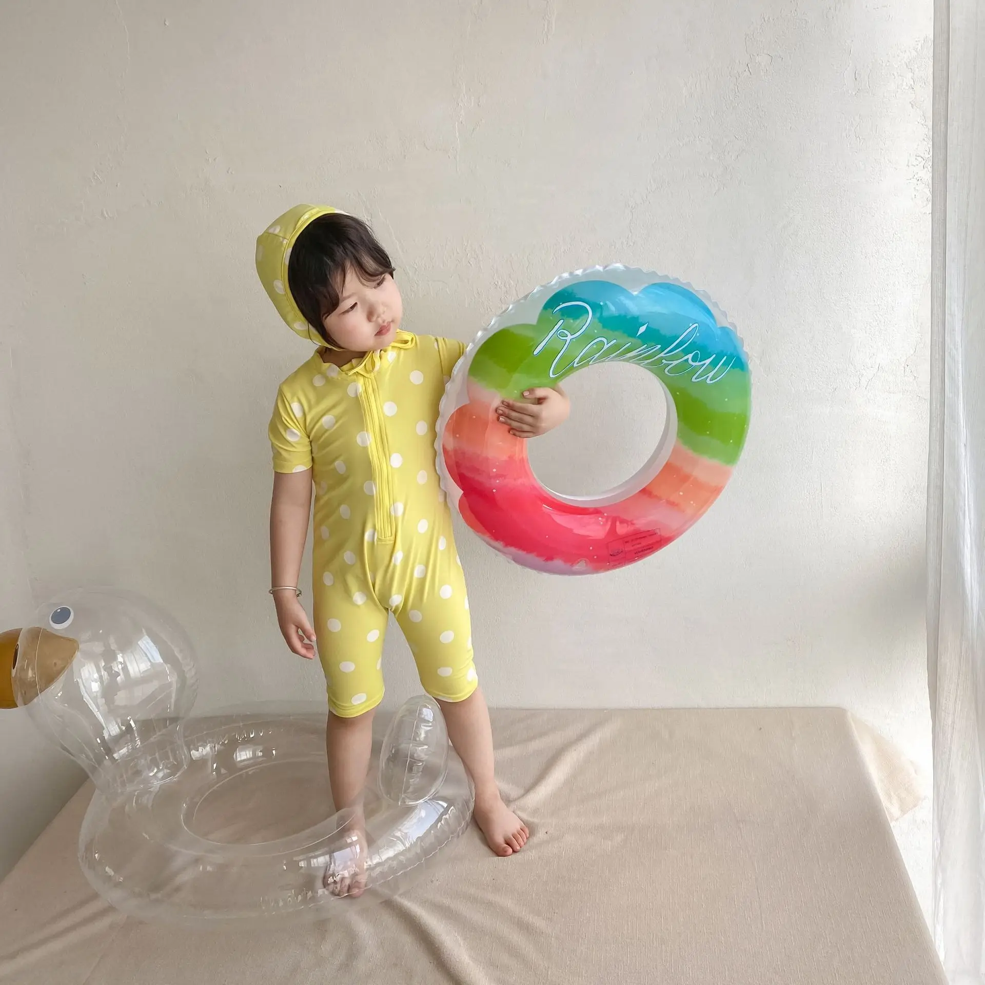 

Children Boys Cotton Sunscreen Swimsuit Summer New Kids Swimsuit Children's Girls Short Sleeve Print Cartoon Swimwear 24M-6T