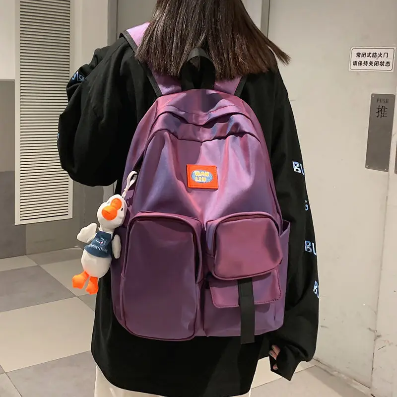 

2021 New Backpack Women 's Ins Mori Campus Men 's Korean -Style Trendy Solid Color Backpack