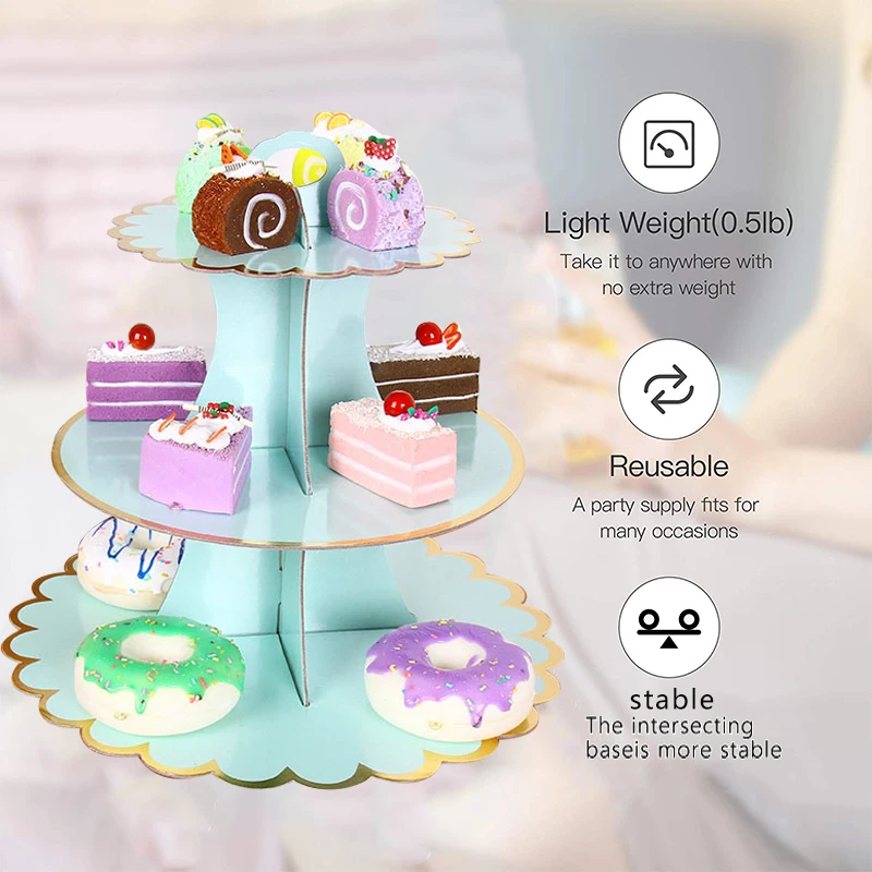 3 слойная подставка для кексов Круглая картонная складной девичник детей декор