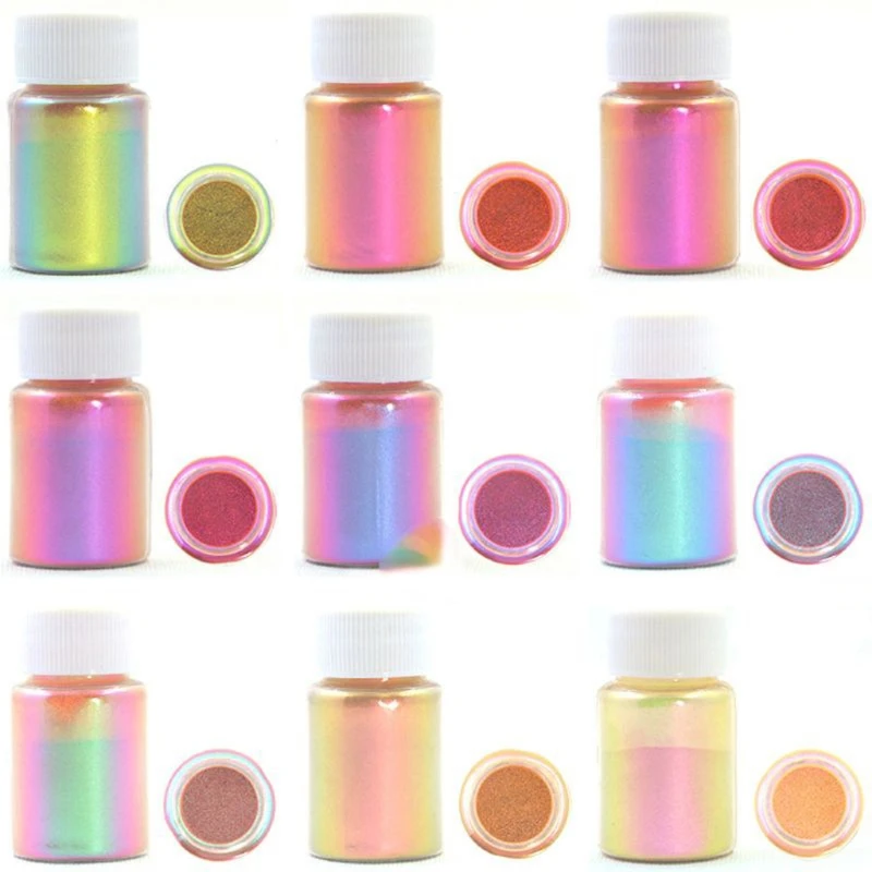 

9Pcs Chameleons Pigment Pearlescent Epoxy Resin Glitter Magic Discolored Powder XXFB