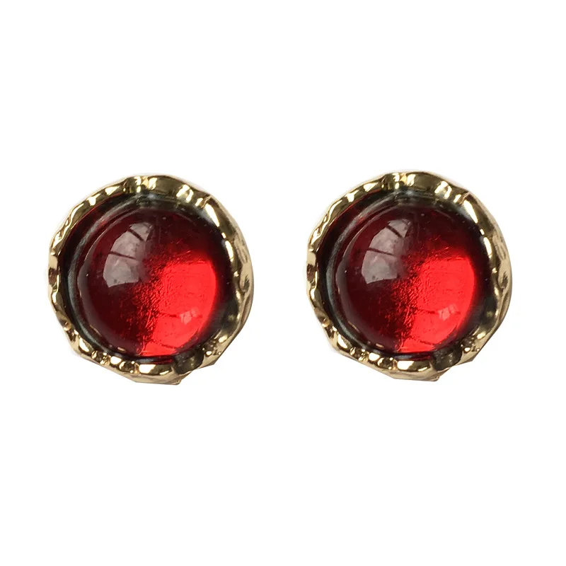 

2020 New Vintage Round Crystal Stone Stud Earrings For Women Fashion Temperament Elegant Simple Geometric Jewelry Brinco