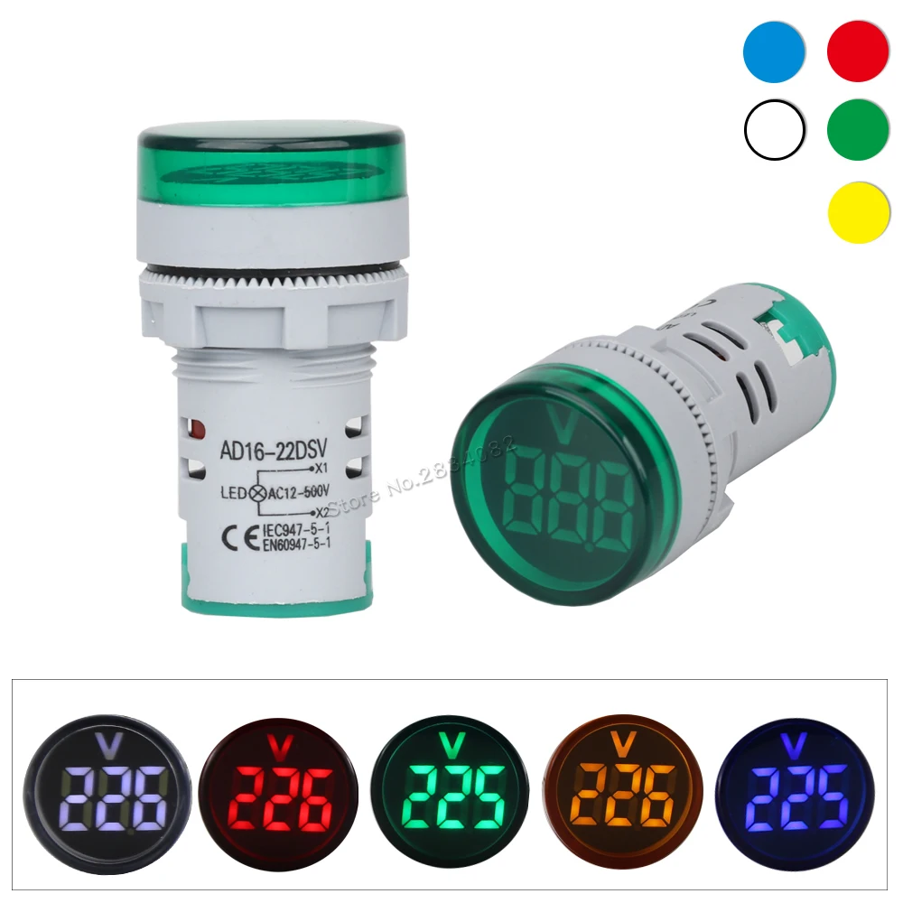 Цифровой вольтметр с круглым квадратным дисплеем диаметром 22 мм светодиодный
