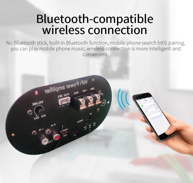 Цифровой Bluetooth совместимый Стереоусилитель мощности TDA2009 110-220 В/12 В/24 В