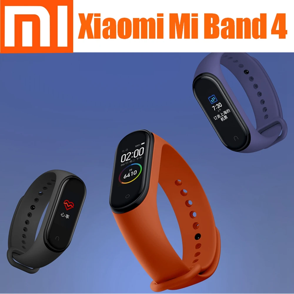 Xiaomi mi Band 4 Smart band 4 цветной экран Браслет Пульс фитнес музыка Bluetooth 50 м водонепроницаемый xiaomi браслет 4 mi Band