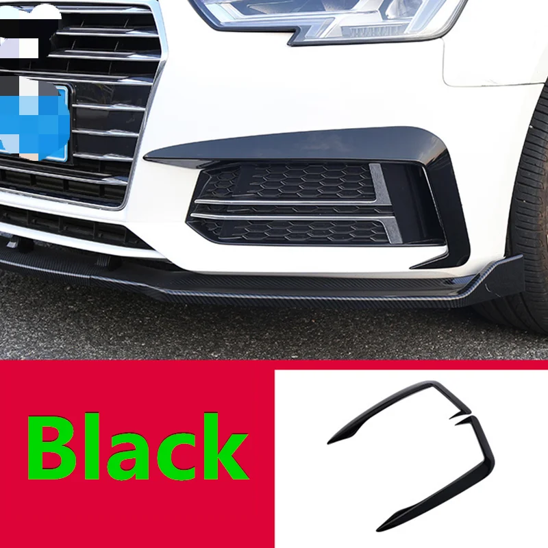 Online Aksesori Mobil Hiasan Mobil Kepala Serat Karbon Bumper Depan Spoiler Udara Pisau Kabut Penutup Lampu Stiker Untuk Audi A4 B9 2017-2019