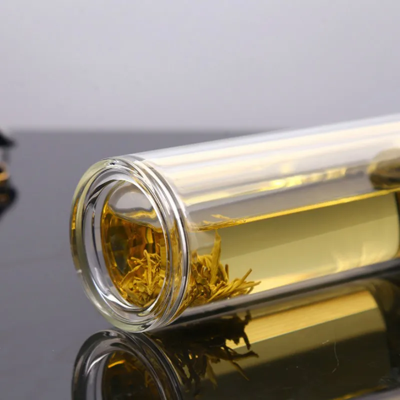 Креативная умная стеклянная бутылка для воды толстая двухслойная чашка с