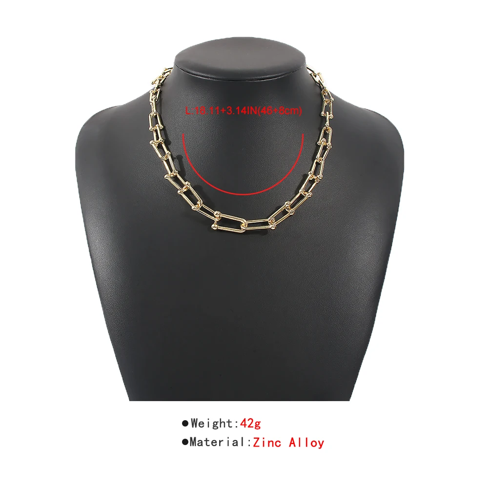 

Lalynnly Goth Cuban Gold Silver Color Chunky Chain U Shape Thick Linked Necklace for Women Minimalist Neck Jewelry 2020 N7964