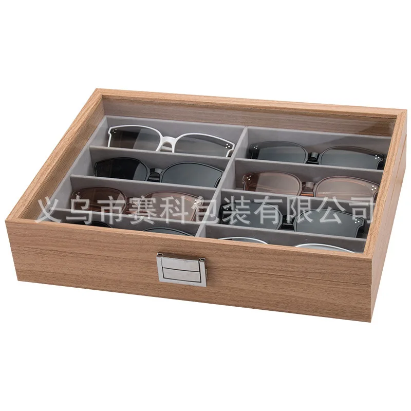 Storage Glasses Rack Sunglasses Display Tray 8 Grid Velvet Display Case Storage Organizer Box Store Window
