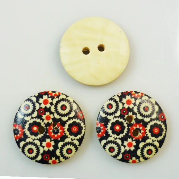 

20PCS colour flower painting wooden Wood color buttons coat boots sewing clothes accessories 25MM MCB-378