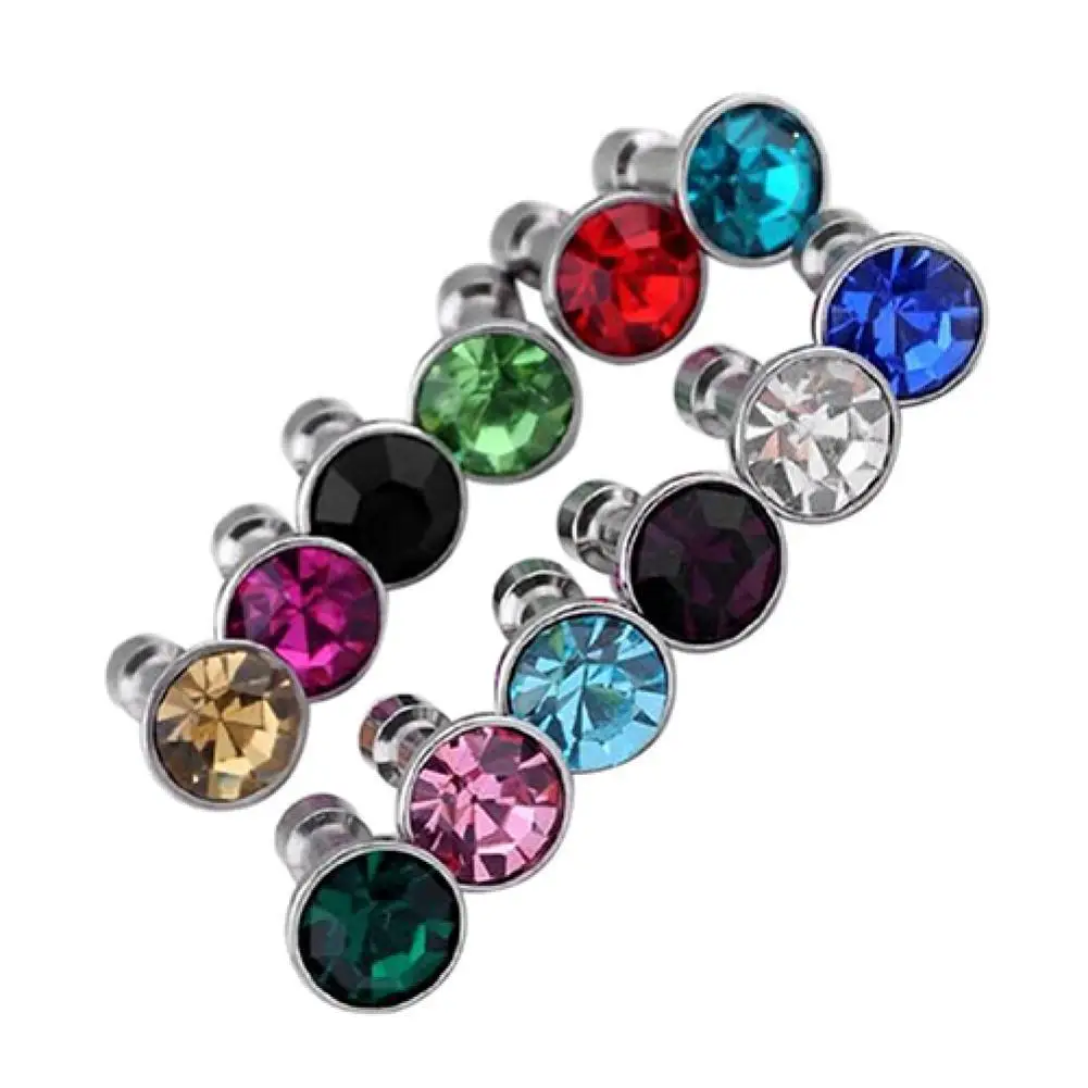 

12 Pcs Mixed Color Blinges Rhinestone Copper Anti Dust Plug 3.5mm for Apple iPhone