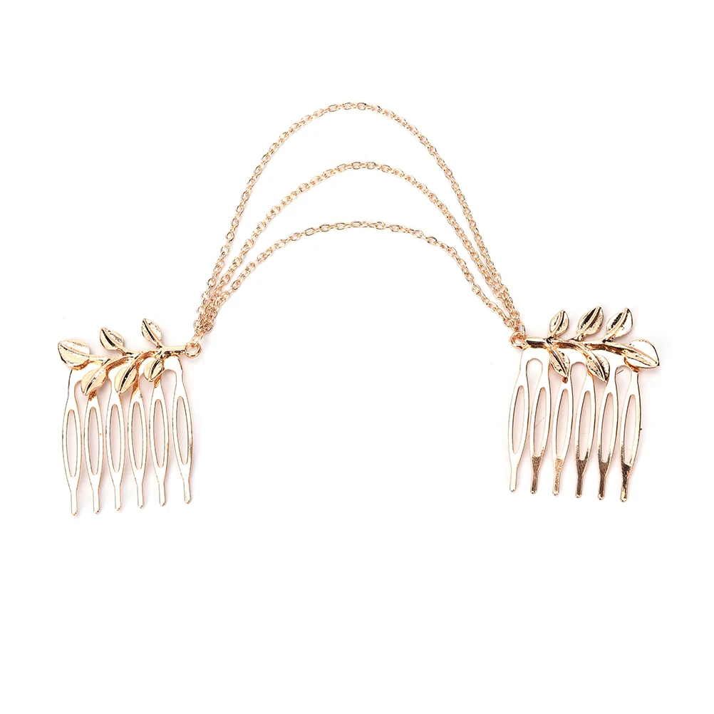 Винтажная двойная золотая цепочка с листьями гребень для волос новинка 1 шт. хит