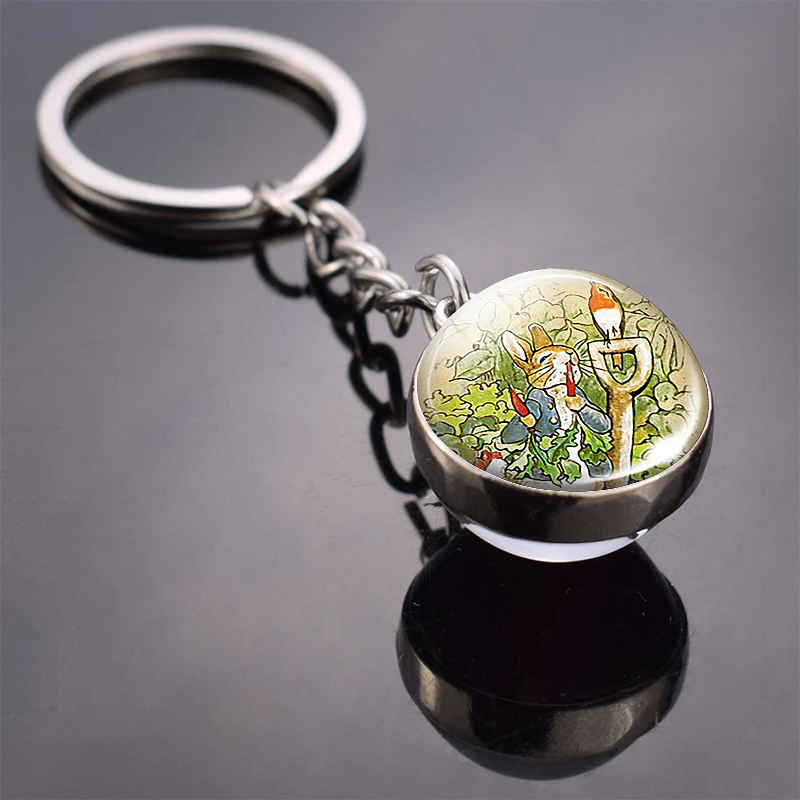 Брелок с кроликом сова утка сфера хрустальный шар стеклянный двухсторонний