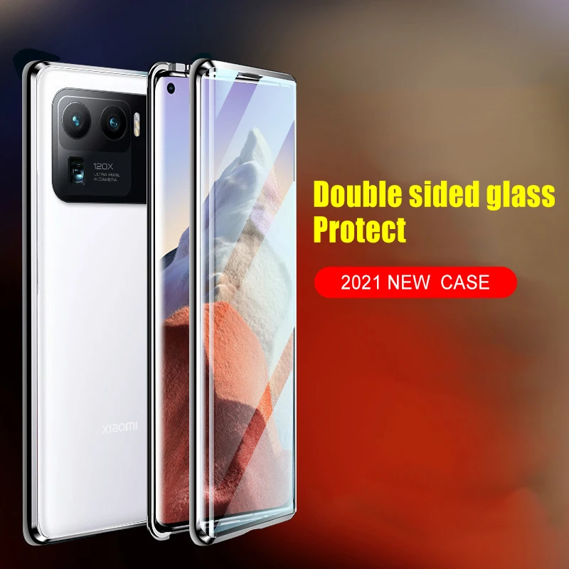 

Magnetic Metal sheath, flip over curved double-sided glass phone case, suitable for Xiaomi 10x, Xiaomi 11ultra Redmi10x K40 Pro