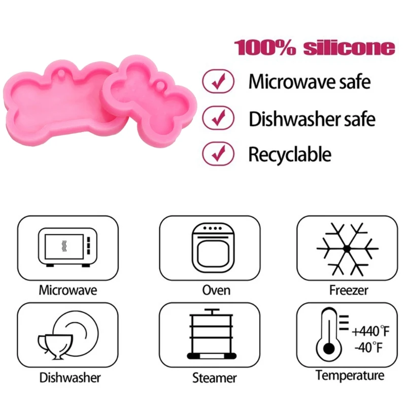 

4Pcs Silicone Bone Round Butterfly Shape Pendant Resin Mold Kit Dog Tag Keychain Resin Casting Mold Resin Crafting Tools