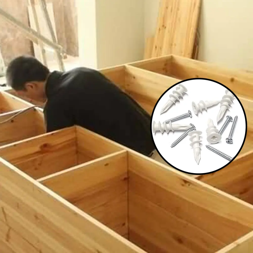 

Plasterboard Anchor 140pcs 15*33 mm Drywall Nylon Ribbed Anchor Self Drilling Wall Drywall Plastic Nylon Anchor light yellow New