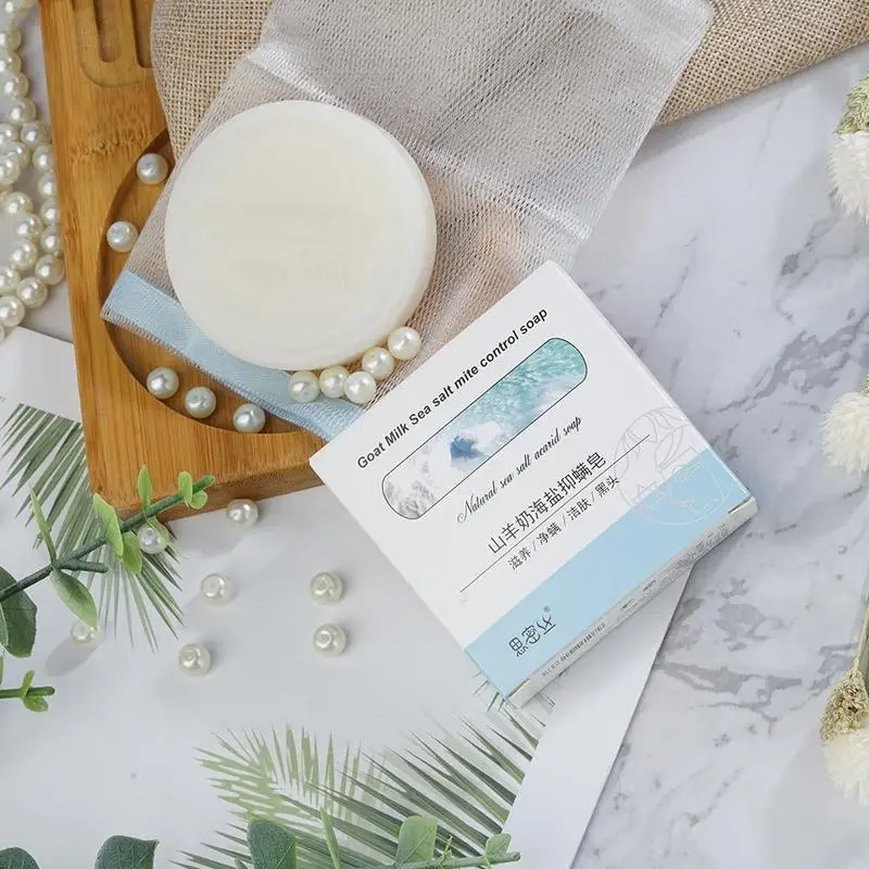 

Goat Milk Soap Handmade Sea Salt Bath Cleaner Pimple 80g Skin Cleaning Mite Treatment Oil Removal Net Pores Face Control Sh B4X7
