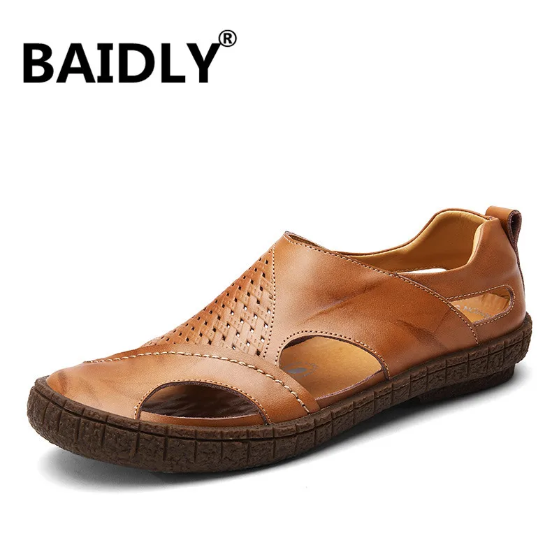 

Сандалии мужские кожаные, мягкая повседневная обувь, для вождения, пляжные тапочки, летние модные