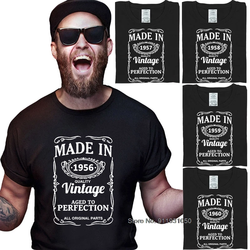Men's vintage O Neck Cotton T-shirt 61 62 63 64 65 Design Gift 1956 1957 1958 1959 1960 Pattern Anniversary  T-shirt XS-XXXL