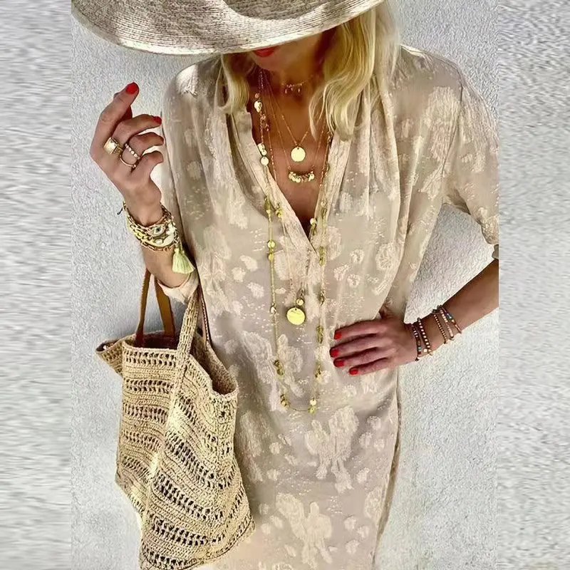 

Autumn Fashion Lace Beach Dress Women Hollow Out Long Sleeve Party Maxi Dress Casual Floral Print Boho Long Dress