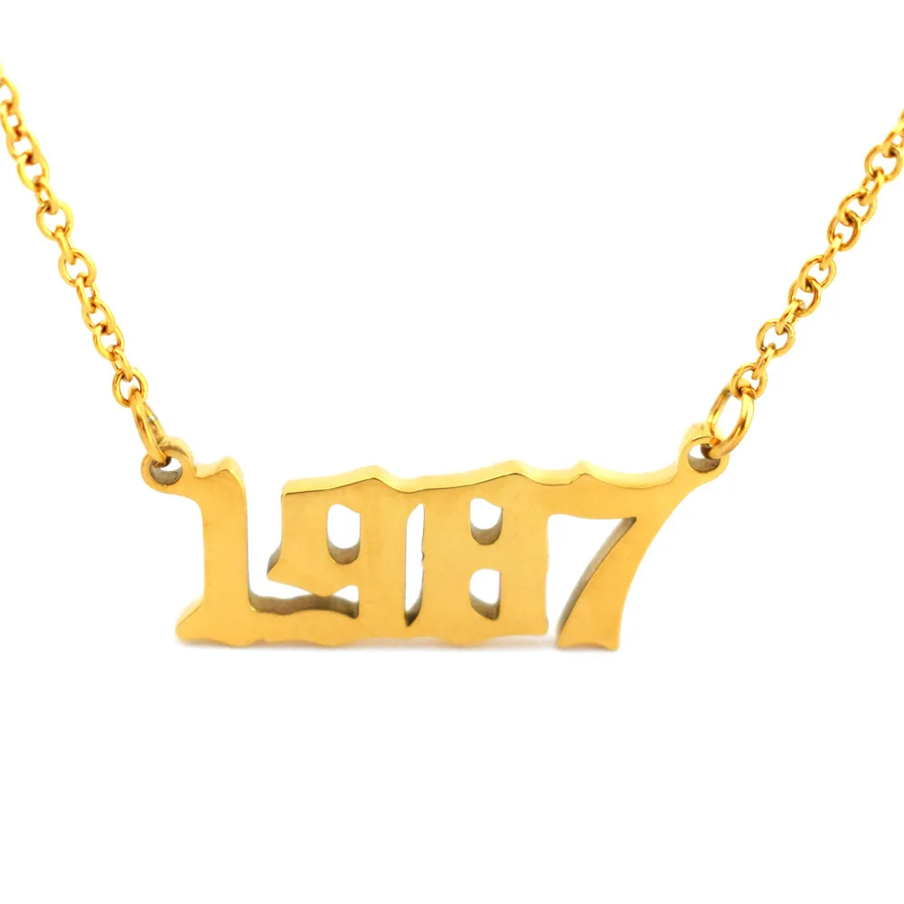 Женское колье из нержавеющей стали Золотая цепочка 1987 год рождения подвеска