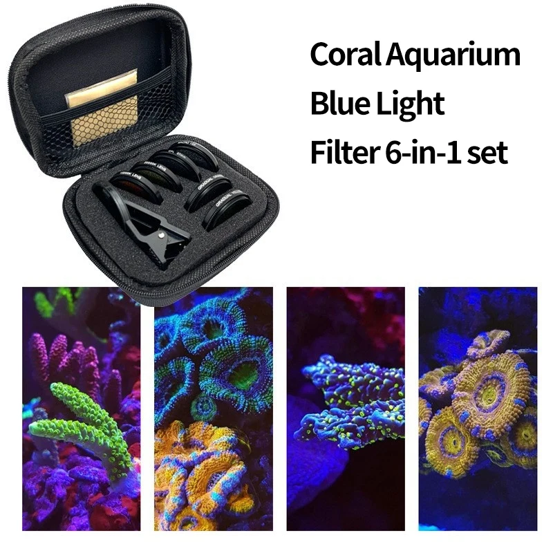 

AqUariUm Lens Fish Tank Phone Camera Lens Filter 6 in 1 Macro Lens Yellow Lens Filter Coral Reef AqUariUm Photography