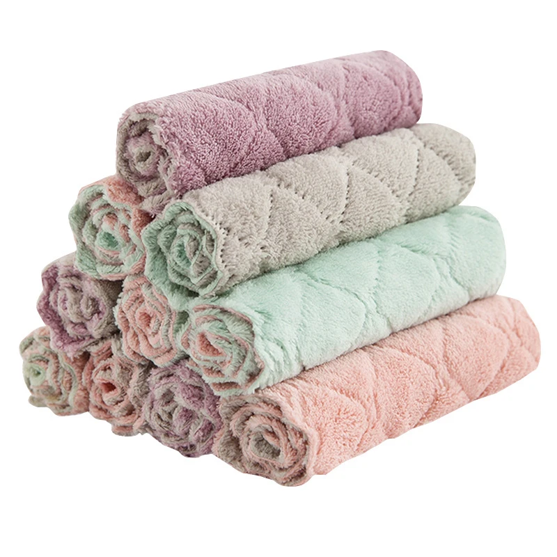 Kitchen Anti-grease Wiping Rags Dish Towel Absorbent Table Towels Household Dishwashing Scouring Pad Glass Window Cleaning Cloth | Дом и сад