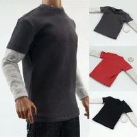 16 male figure casual long sleeve splicing shirt fake two pieces top for 12 inches action figures strong body