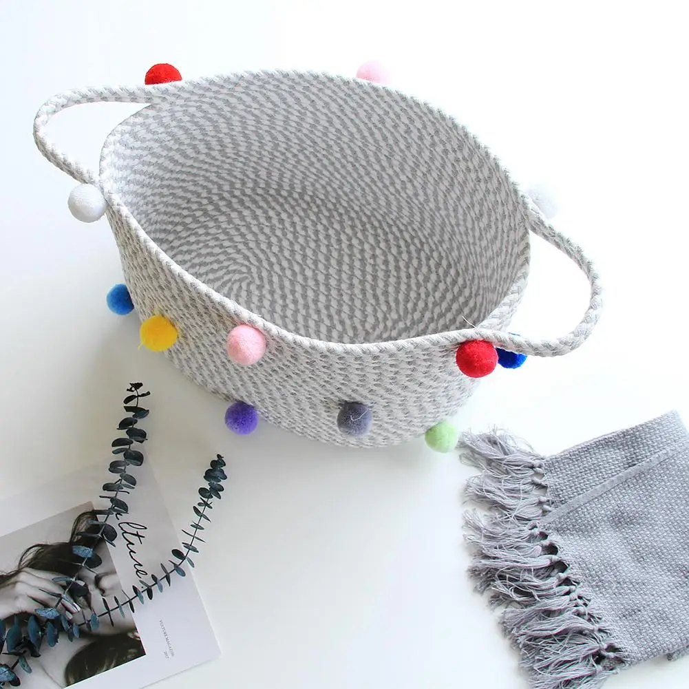 Складная корзина для хранения белья Ins стиль тканая хлопковая веревочная