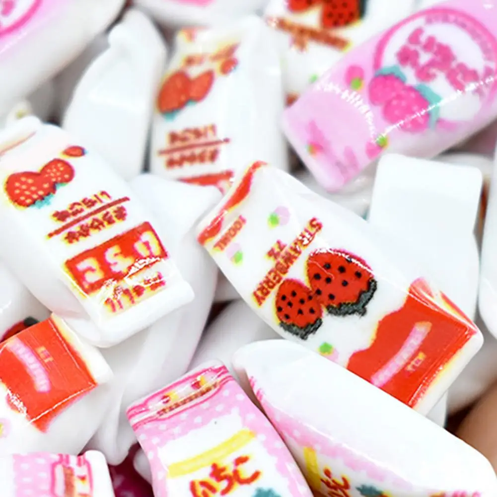 

5Pcs Miniature Ornament Resin Model Strawberry Juice Drink Bag Accessories Kids Toy DIY Material Of Mobile Phone Case