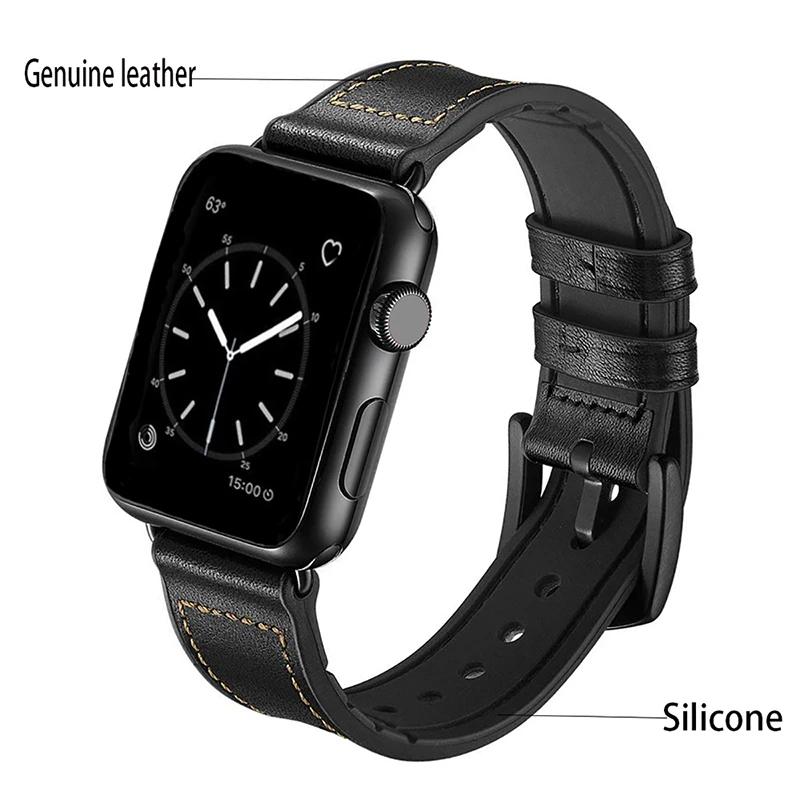 Кожаный силиконовый ремешок для apple watch 44 мм серия 4 3 2 1 ремешок для iwatch 38 мм 42 мм браслет умные аксессуары замена запястья