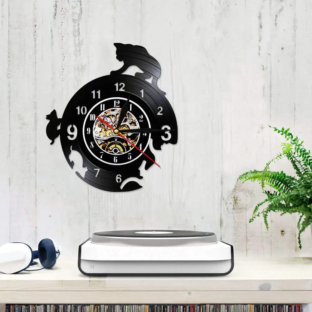 Виниловые настенные часы с изображением кошки и мыши современные украшения для