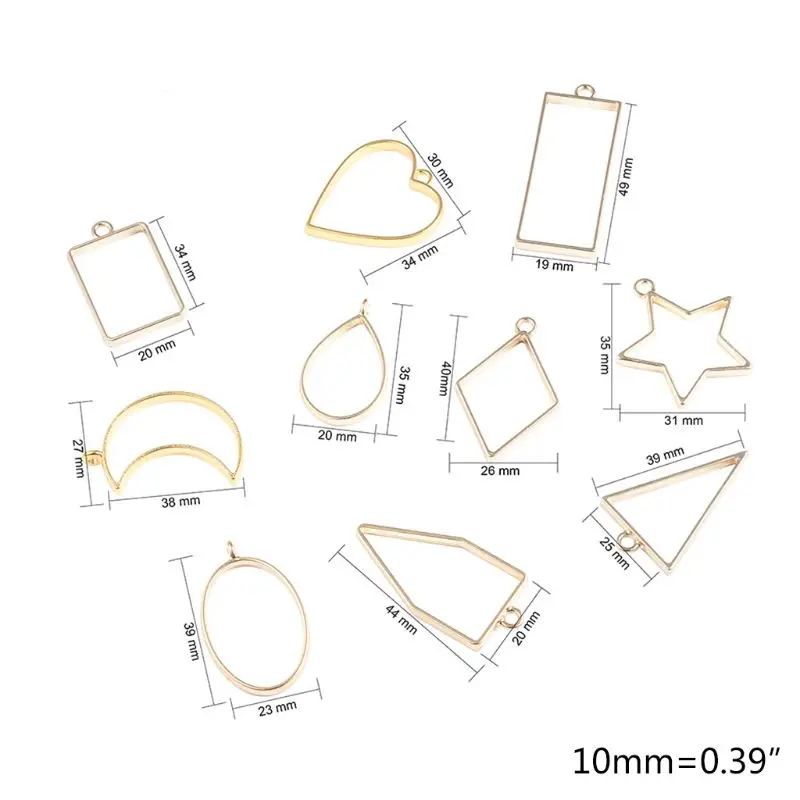 

Geometric Metal Frame Set DIY Epoxy Resin UV Crystal Drop Round Triangle Hollow Pendant Jewelry Making Accessory 875B