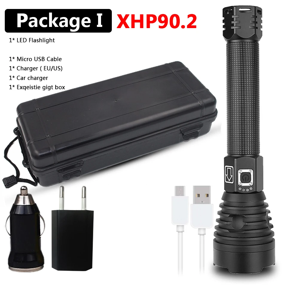 Package I Xlamp XHP90 XHP70.2 светодиодный фонарик, супер мощный фонарь, USB XHP50, фонарь с зумом, 18650, 26650, перезаряжаемый аккумулятор - Испускаемый цвет: Package I