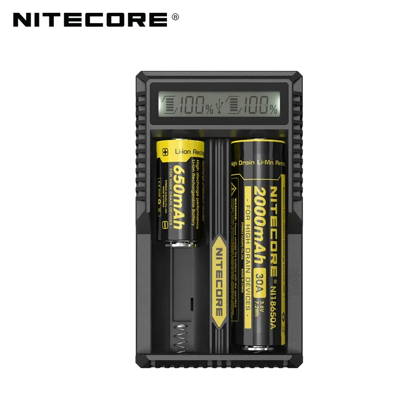 Nitecore UM20 умное зарядное устройство ЖК-дисплей зарядное устройство Универсальный зарядное устройство Nitecore с usb-кабелями 18650 16340 14500