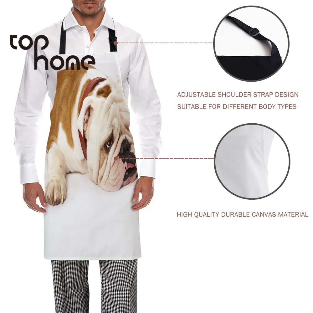 Tophome кухонный фартук английский бульдог забавная собака прочные фартуки из