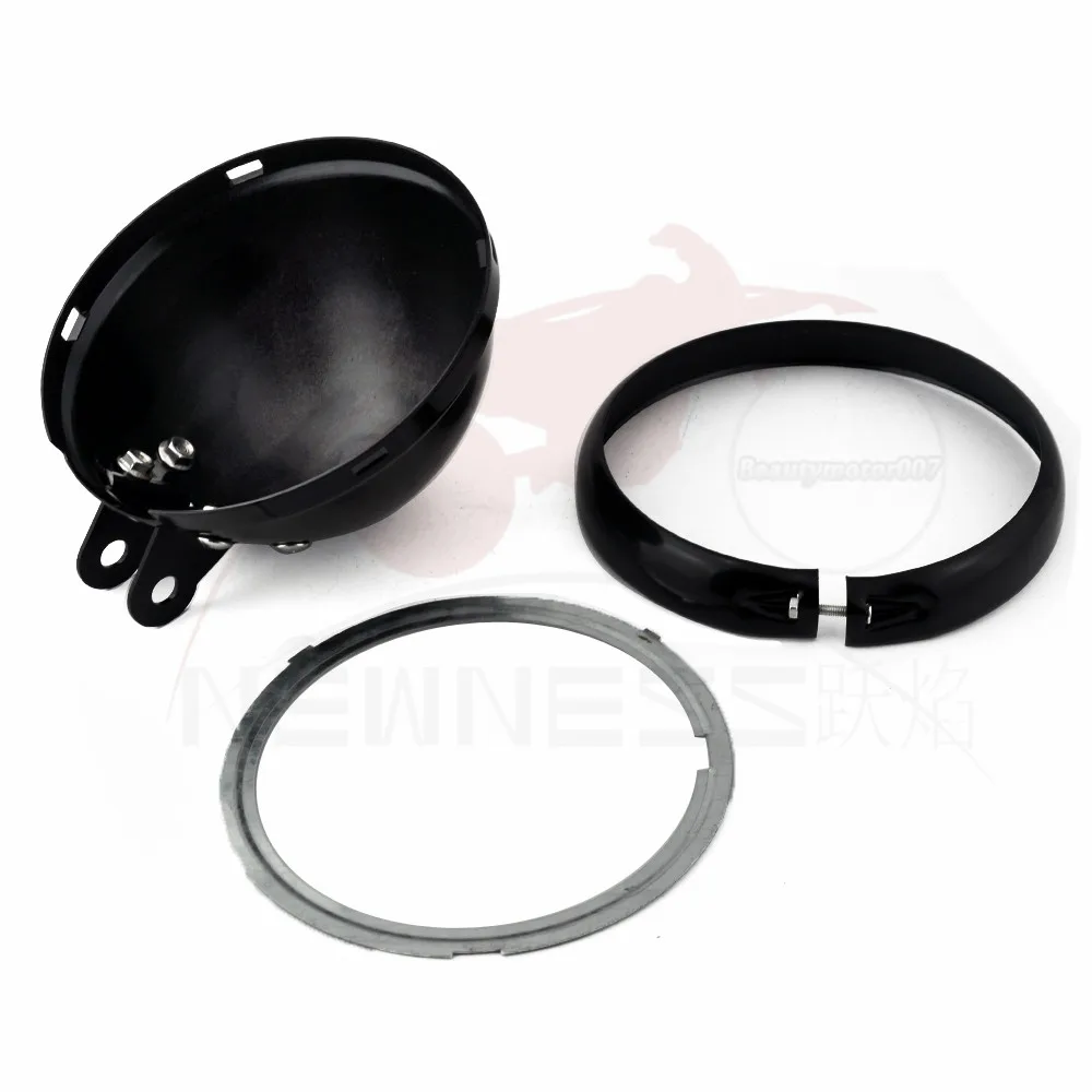 5 75 &quot5-3/4 дюйма. Глянцевый черный чехол для фар мотоцикла монтажный корпус