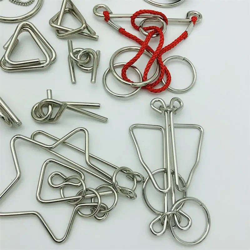 

New Set of 30/41/46PCS Metal Puzzle Mind Brain Teaser Magic Wire Rings Puzzles Game Toys for Children Adults