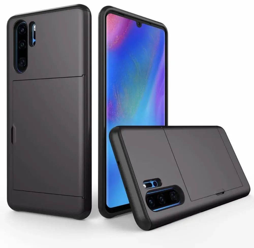gray Для huawei P30 pro тонкий гибридный армированный противоударный резиновый чехол-бампер для телефона Бумажник слот для карт держатель задняя крышка для huawei P30 Coque - Цвет: gray