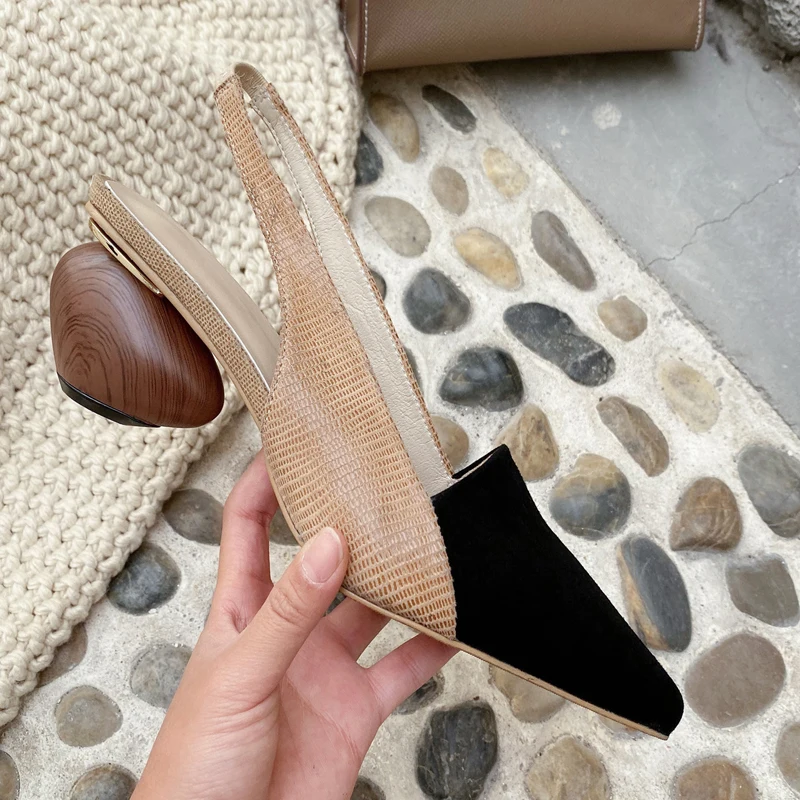 Туфли лодочки из 2020 натуральной овечьей кожи с ремешком на пятке|Женские туфли| |