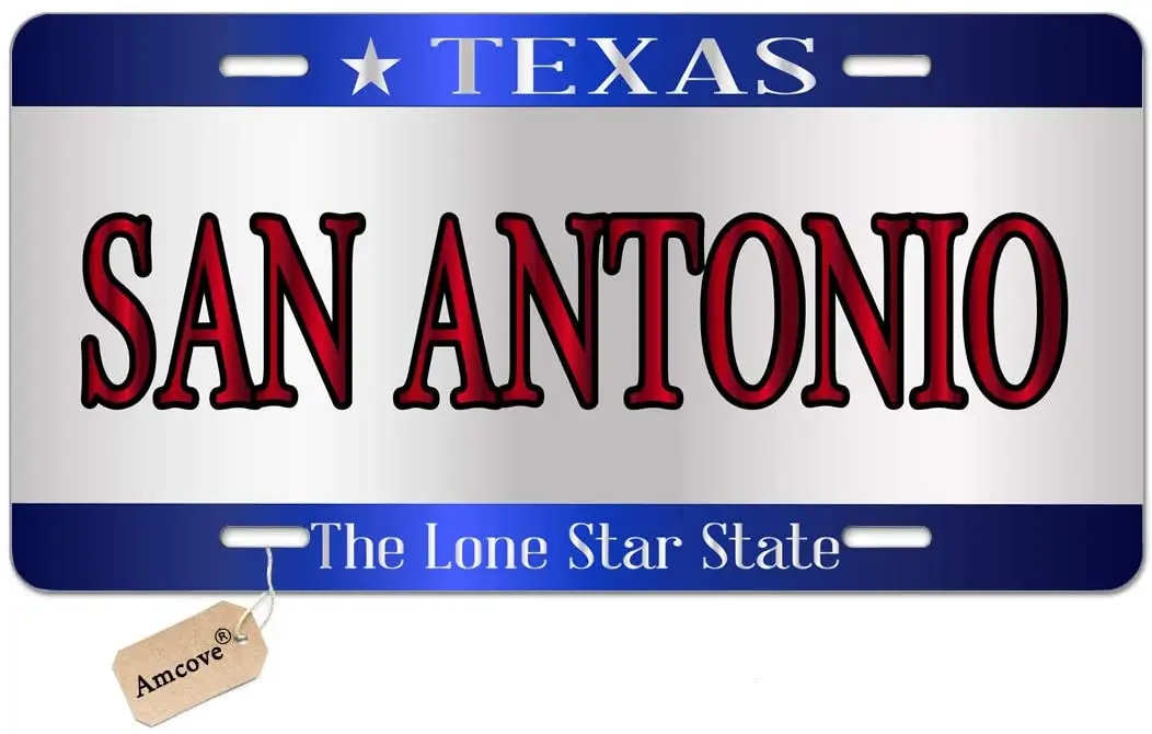 

Amcove License Plate San Antonio Texas State Decorative Car Front License Plate,Vanity Tag,Metal Car Plate
