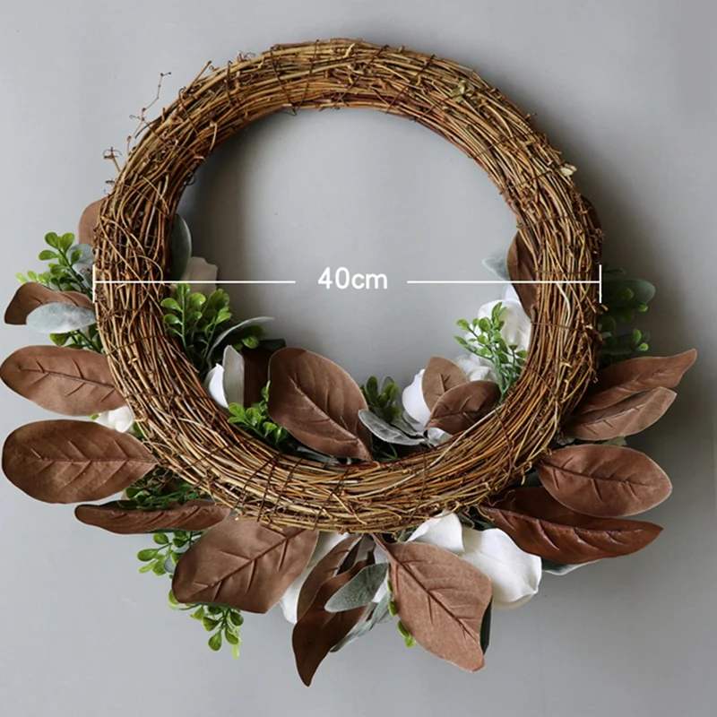 

Artificial Magnolia Flower Wreath Christmas Wreath for Front Door Wall Windows Wedding Party Farmhouse Home Decoration-ABUX