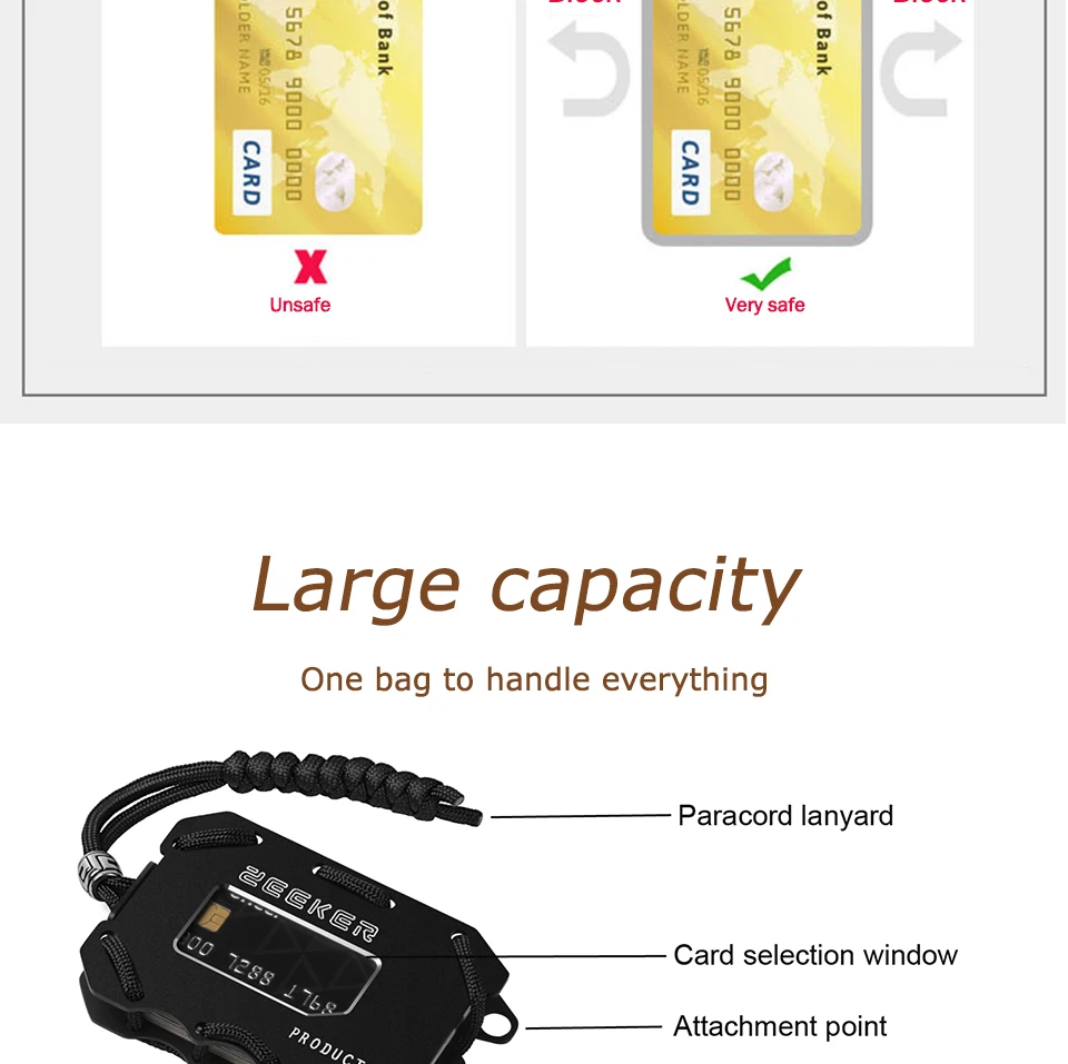 RFID Блокировка металлический мужской кошелек стильный держатель для кредитных карт минималистичный тонкий кошелек для ID карт держатель Бизнес зажим для денег алюминий