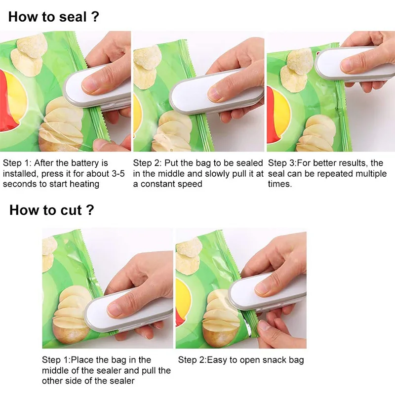 

4Pcs Mini Bag Sealer Handheld Heat Sealer and Paper Cutter Portable Bag Sealer for Plastic Food Storage Bags