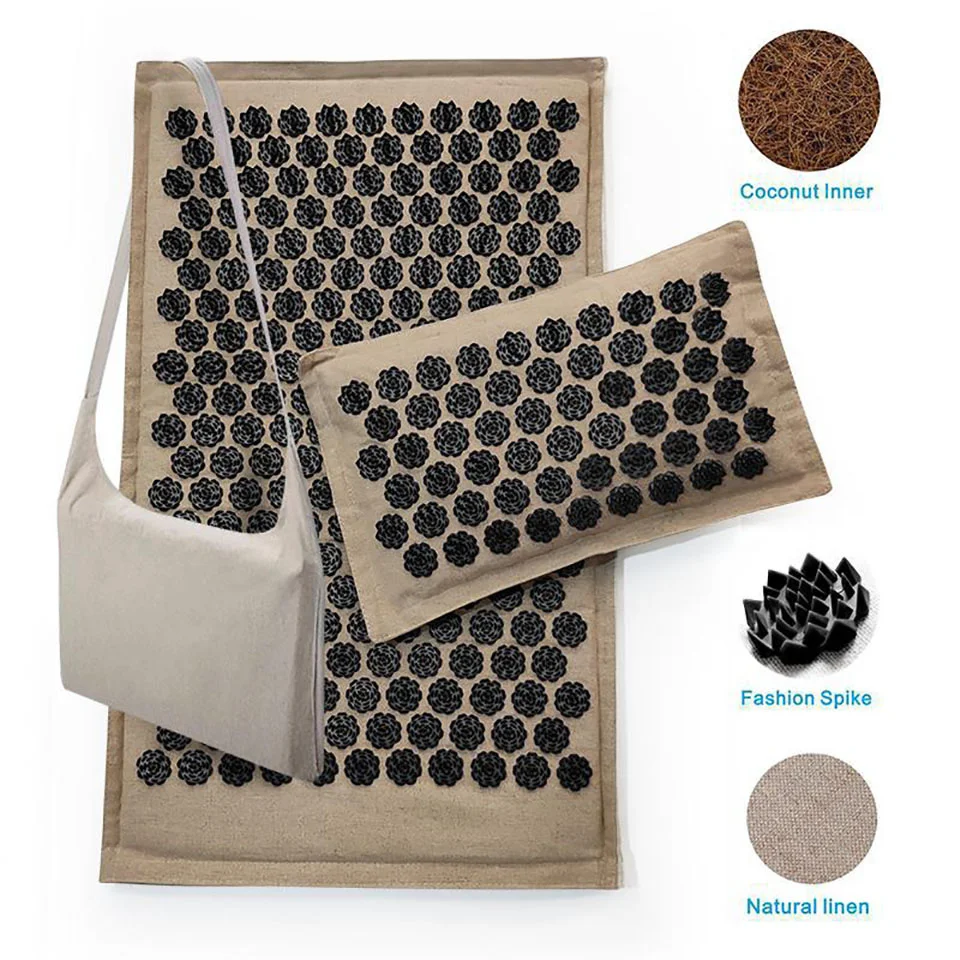 Yoga mat set neck and body acupoint massage pad pain relief linen | Красота и здоровье