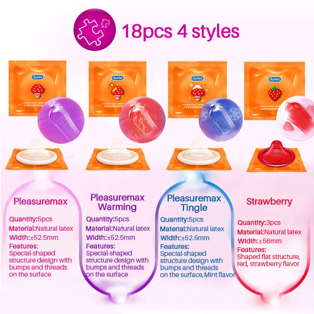 Презервативы Durex Magicbox 18 шт. 4 стиля с ребристыми краями 52 5 мм 56 презервативы из